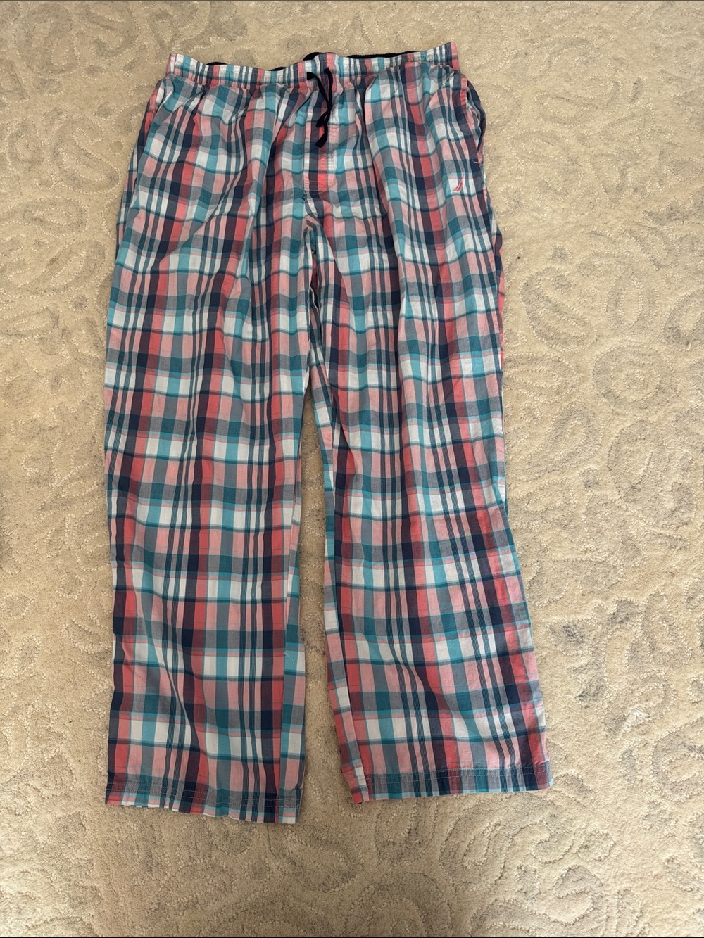 Nautica Plaid Lounge Pants - Teal & Coral